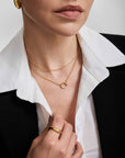 Gold Half Pave & Polish Hoop Necklace