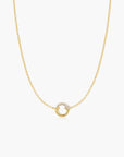 Gold Half Pave & Polish Hoop Necklace