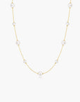Gold Alternating Shell Pearl Station Necklace
