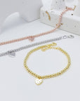 HEART TAG BALL BRACELET - STERLING SILVER