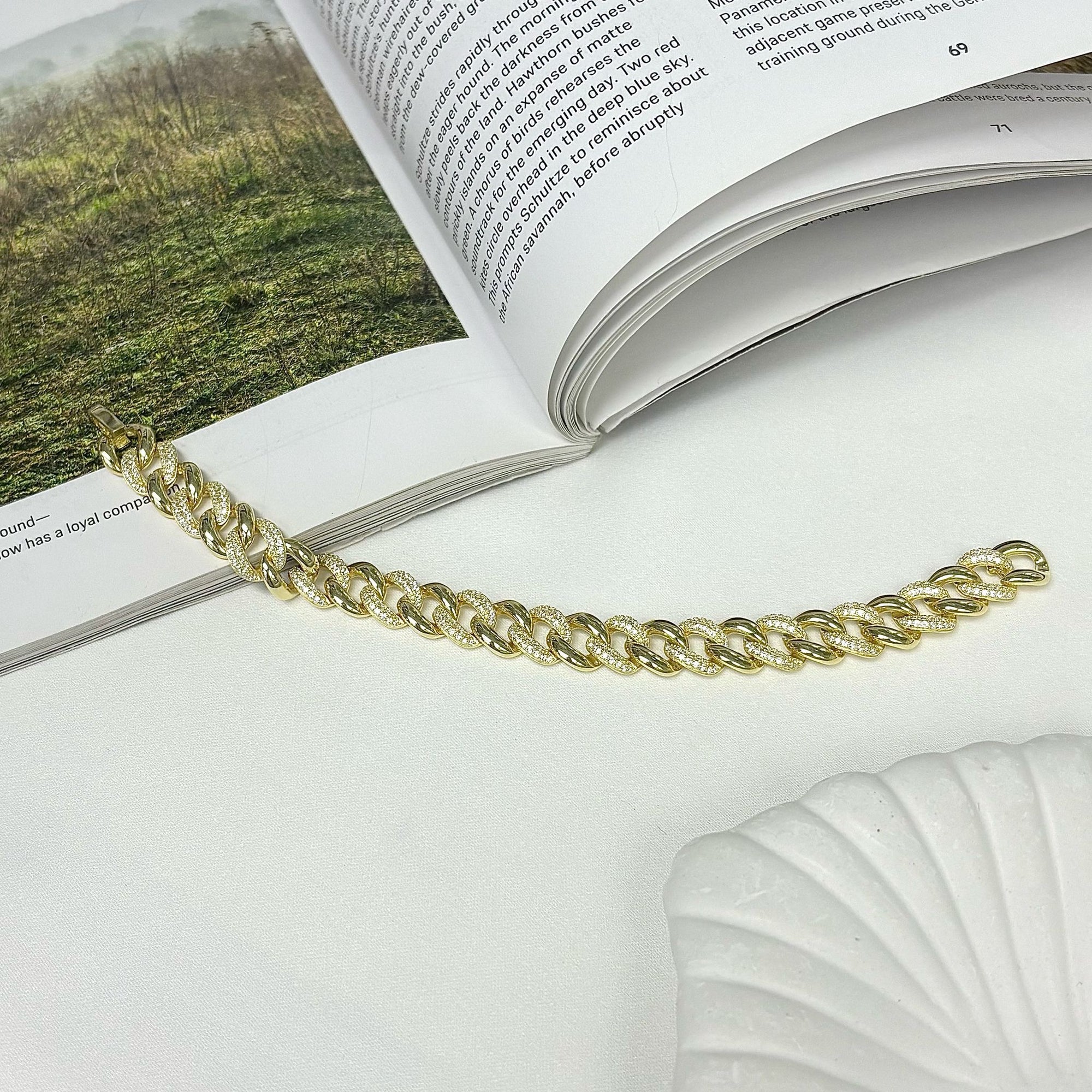 DARIA CZ CURB BRACELET  - STERLING SILVER