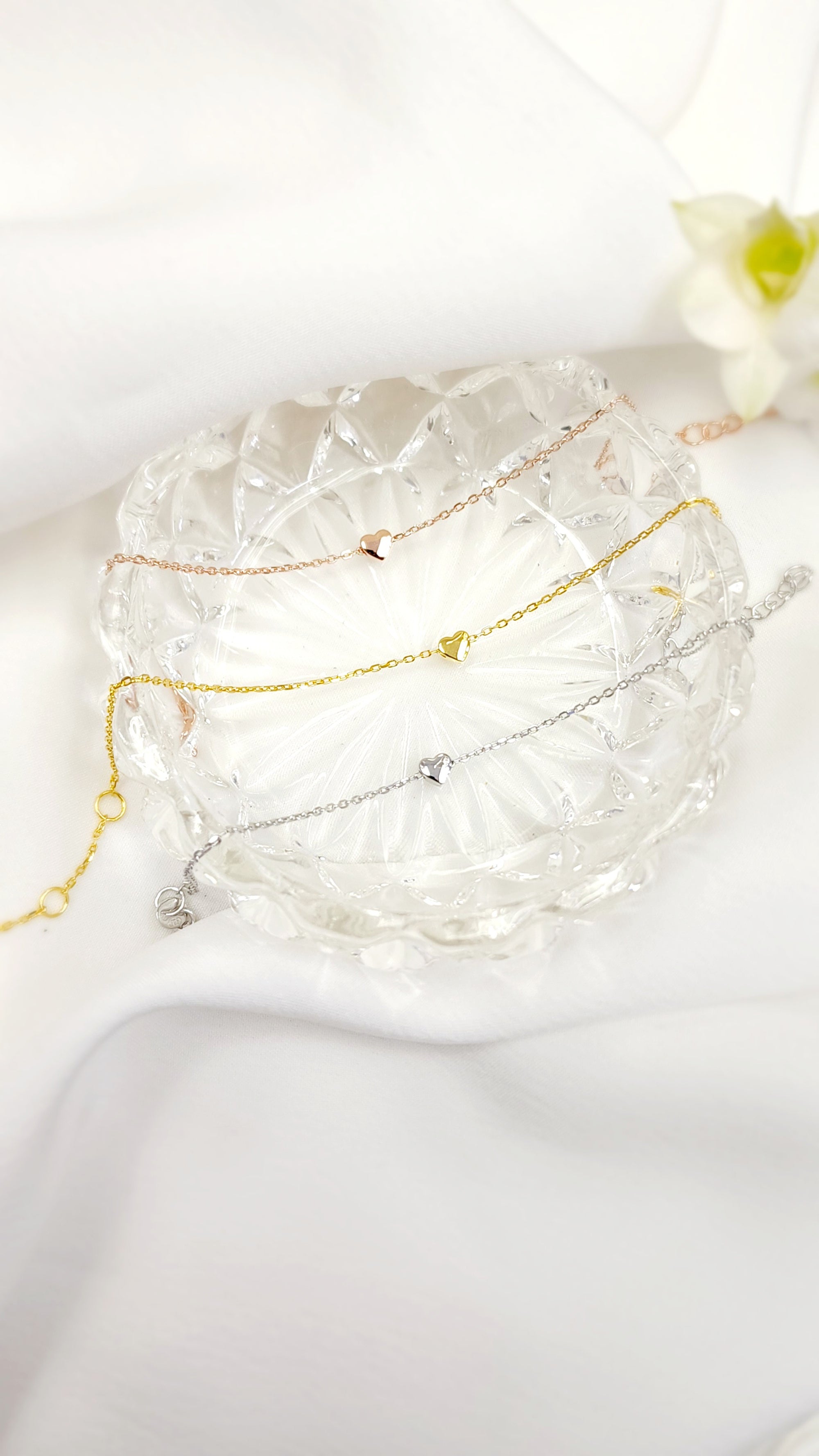 TINY HEART BRACELET  - STERLING SILVER