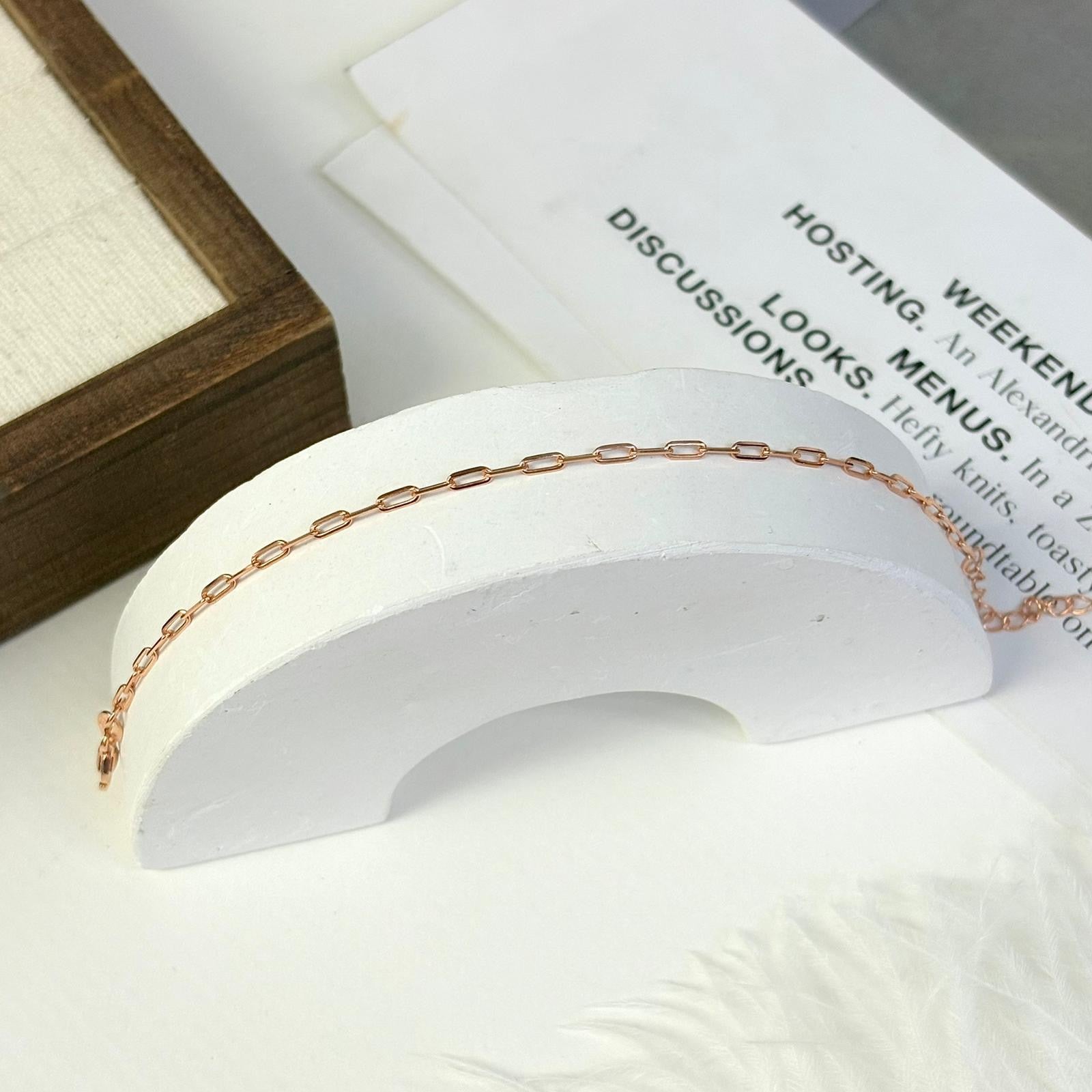 TINY PAPERCLIP LINK BRACELET - STERLING SILVER