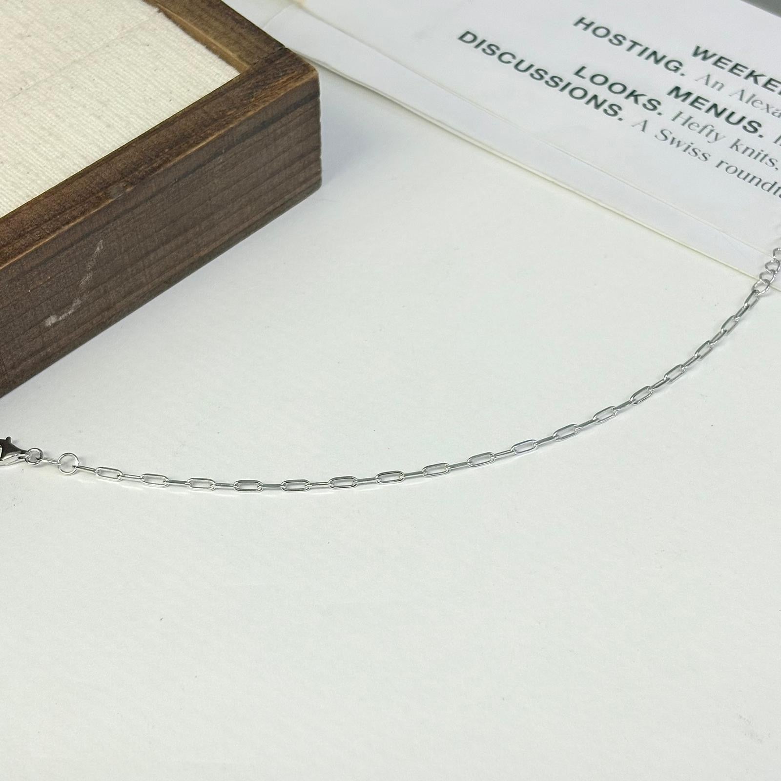 TINY PAPERCLIP LINK BRACELET - STERLING SILVER