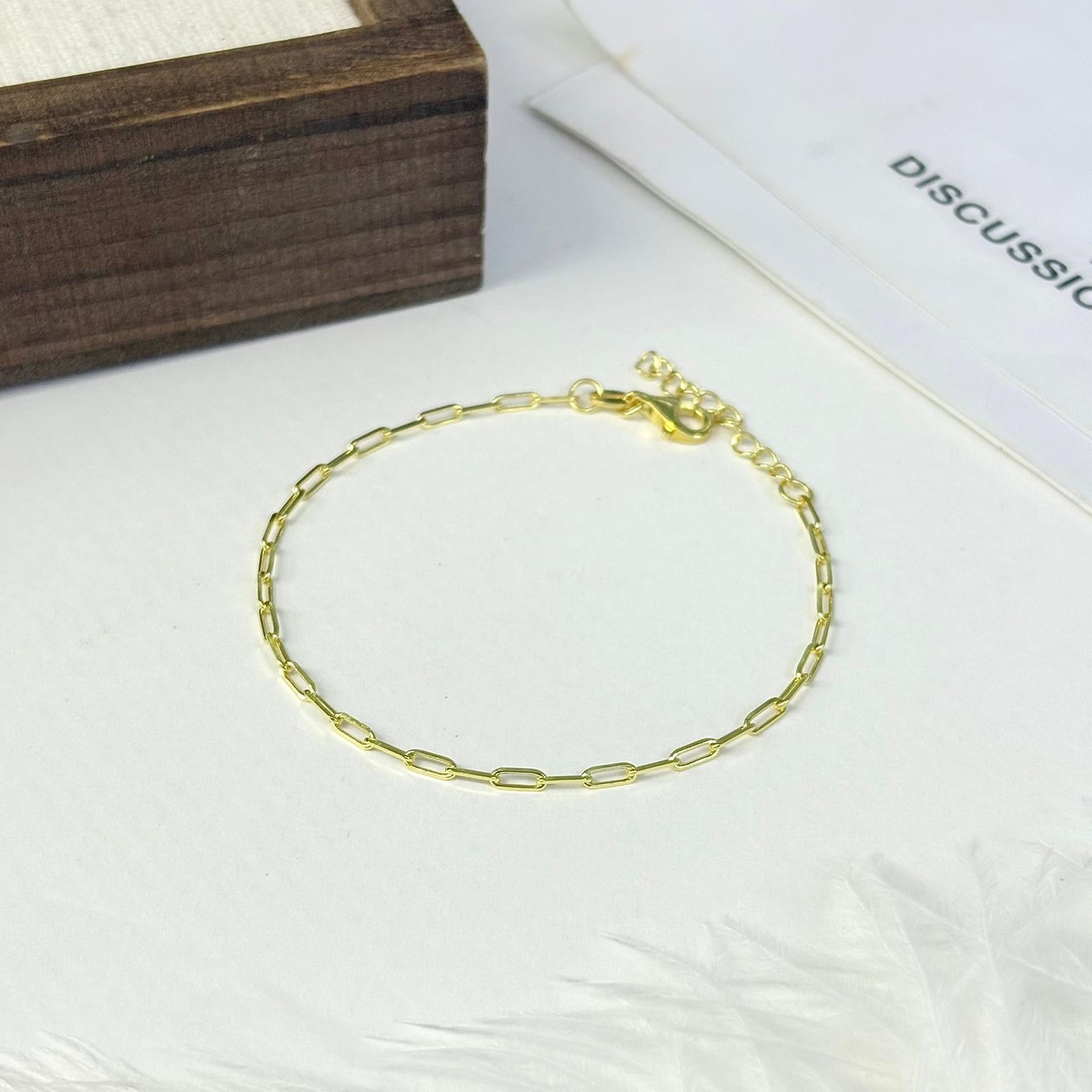TINY PAPERCLIP LINK BRACELET - STERLING SILVER