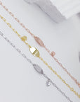 HEART CHARM ID BRACELET - STERLING SILVER