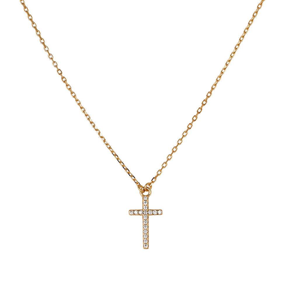CLASSIC CZ CROSS NECKLACE - STERLING SILVER