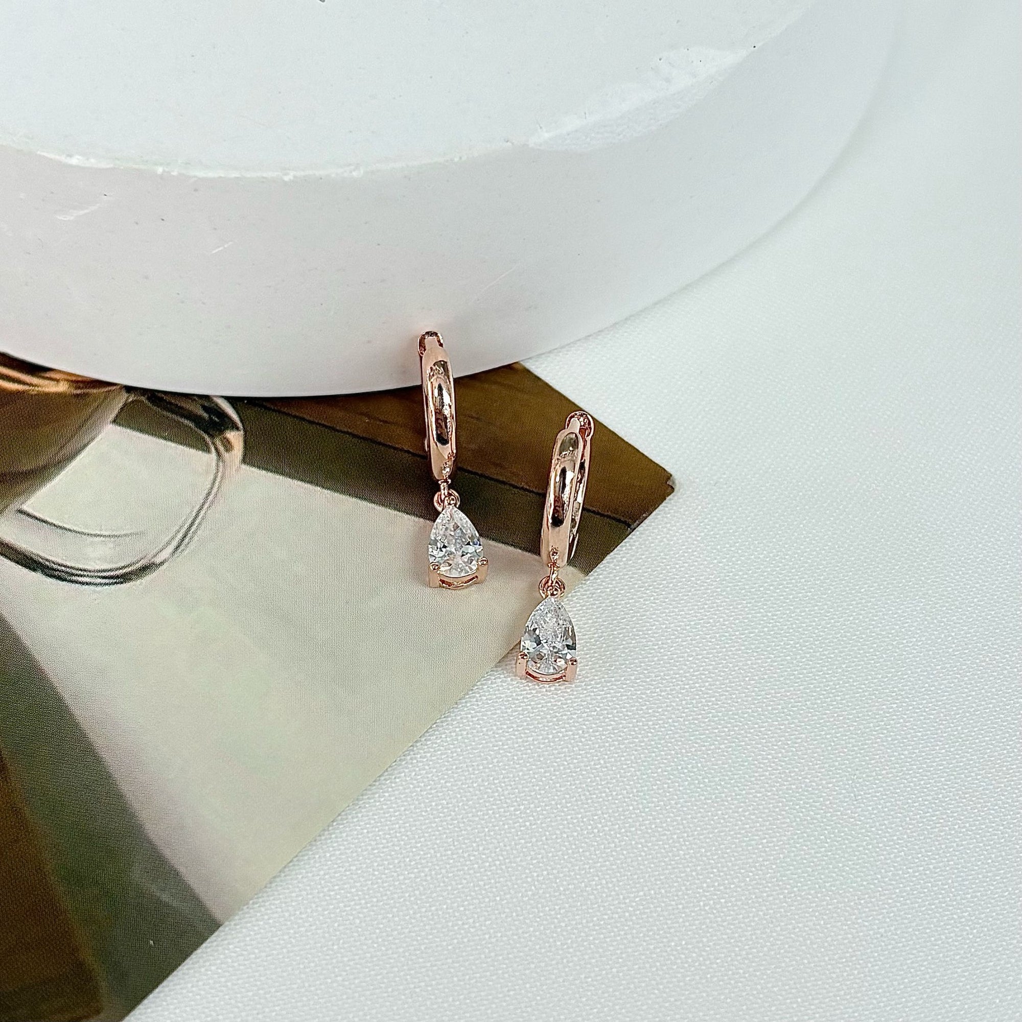 PEAR CZ HUGGIES - STERLING SILVER