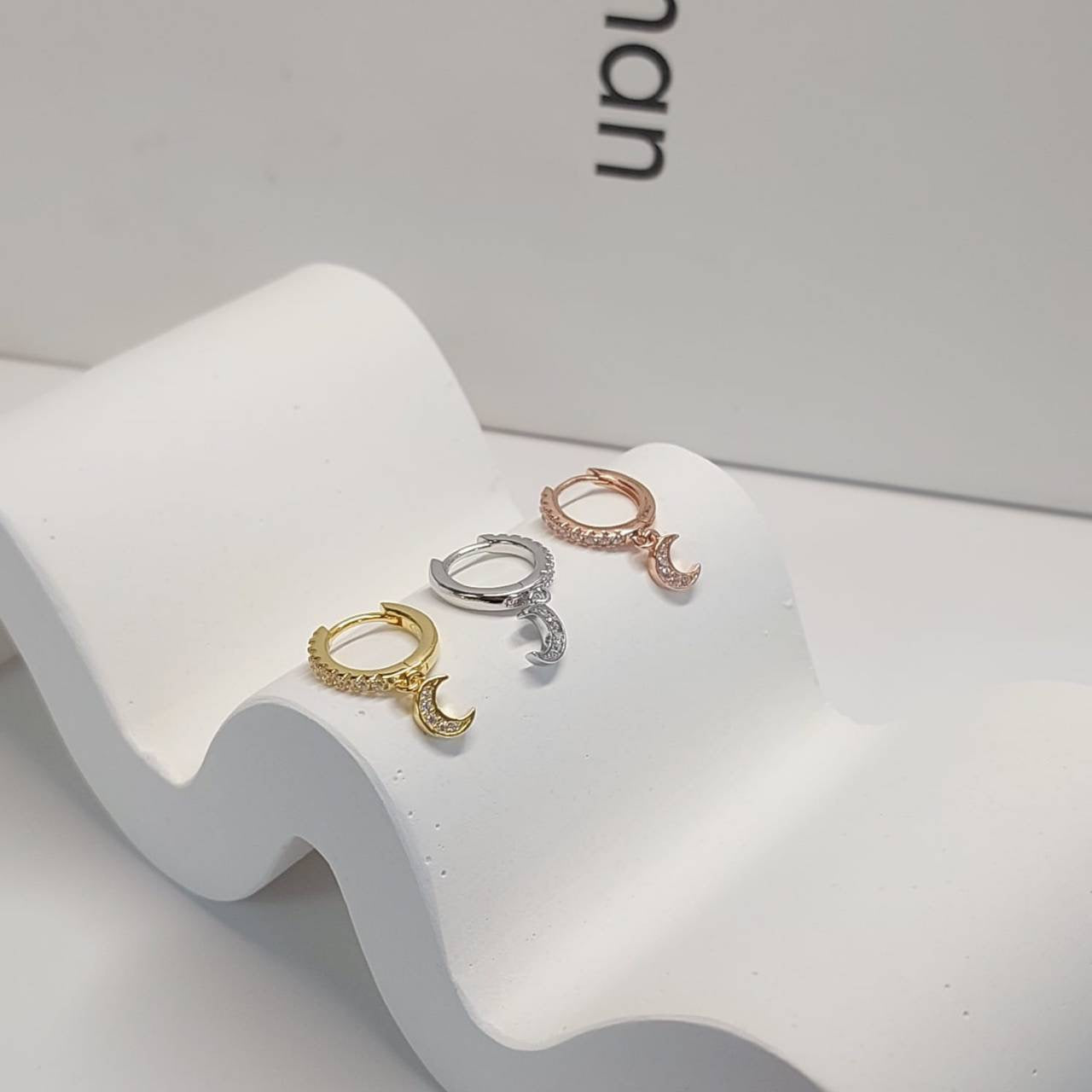 MOON CZ HUGGIES - STERLING SILVER