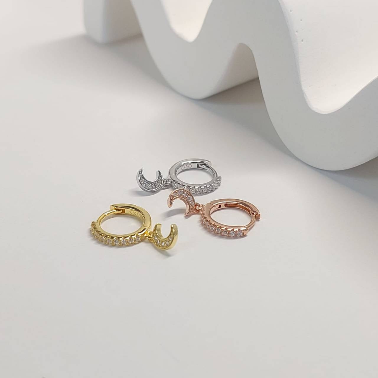 MOON CZ HUGGIES - STERLING SILVER