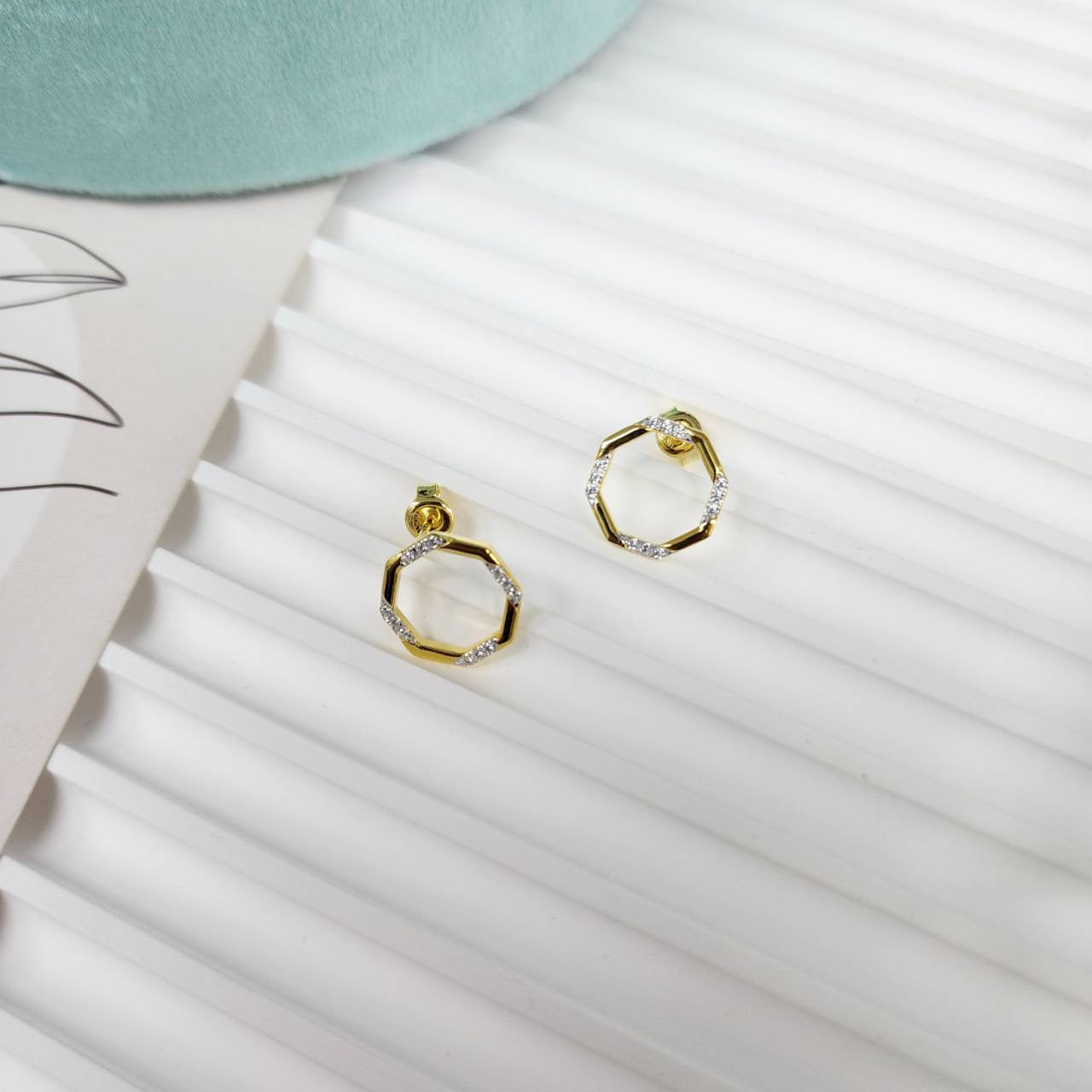 DASHA HEXAGON CZ STUDS- STERLING SILVER
