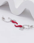 THE RED CORNICELLO EARRINGS - STERLING SILVER