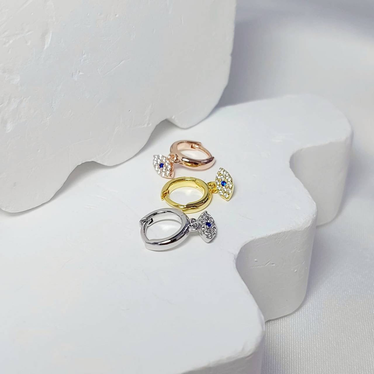 EVIL EYE DROP EARRINGS - STERLING SILVER