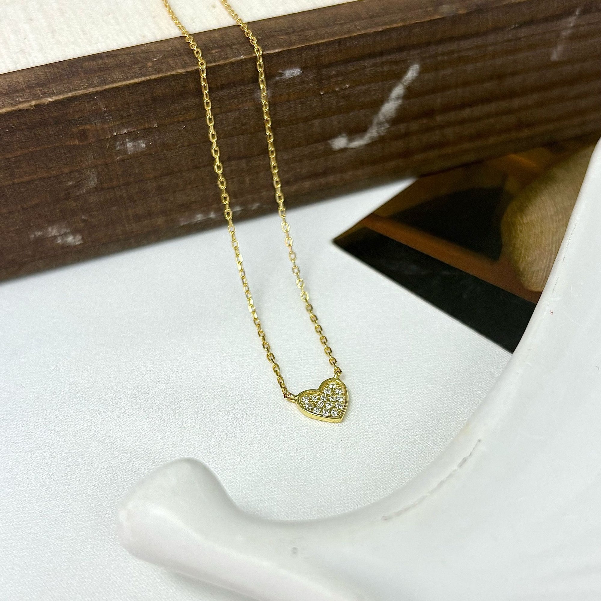 PAVÉ HEART NECKLACE - STERLING SILVER