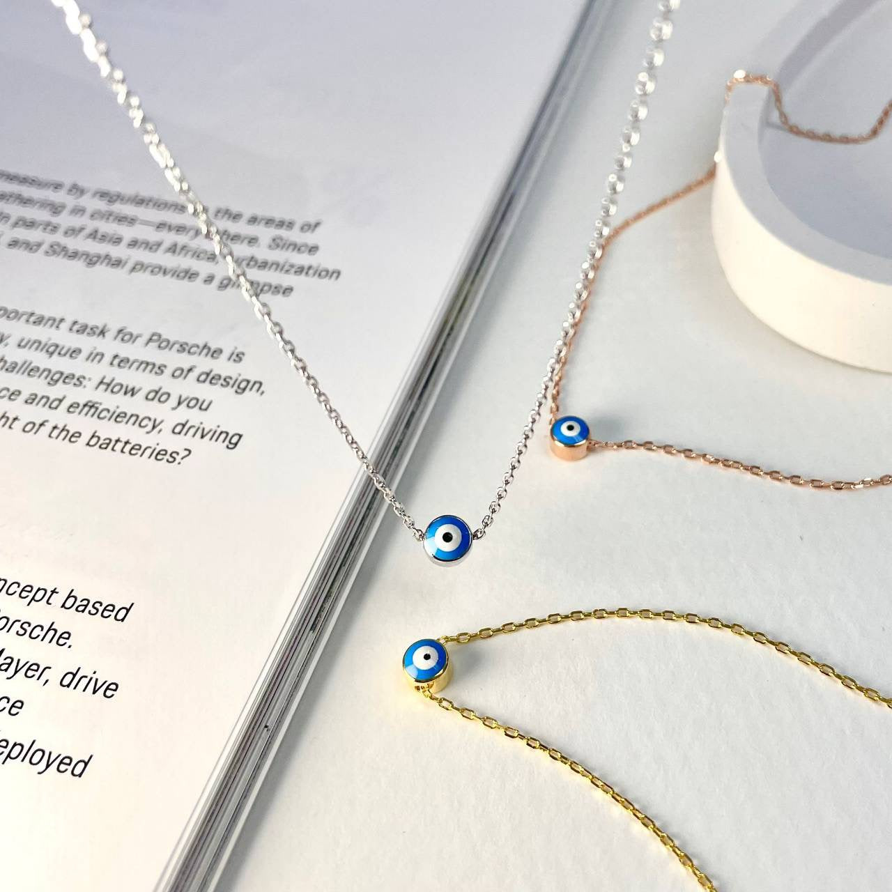 THEA EVIL EYE NECKLACE- STERLING SILVER