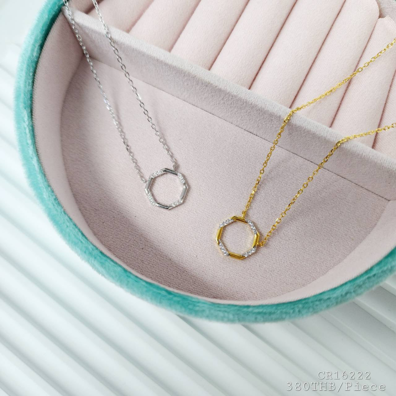 DASHA HEXAGON CZ NECKLACE - STERLING SILVER