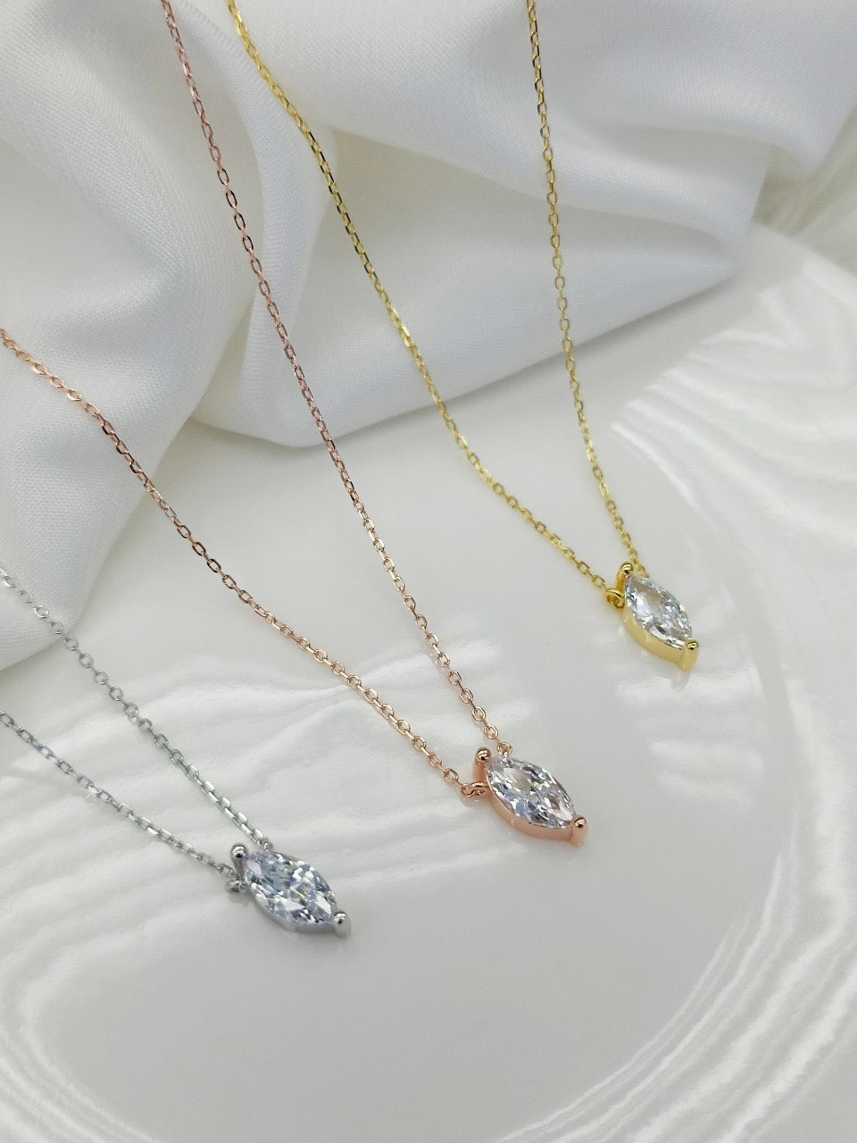 PHEOBE MARQUISE CZ NECKLACE - STERLING SILVER