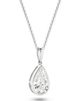HEIRLOOM - 1CT PEAR OVAL BEZEL DIAMOND PENDANT -SOLID GOLD