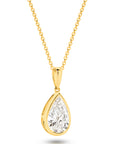 HEIRLOOM - 1CT PEAR OVAL BEZEL DIAMOND PENDANT -SOLID GOLD