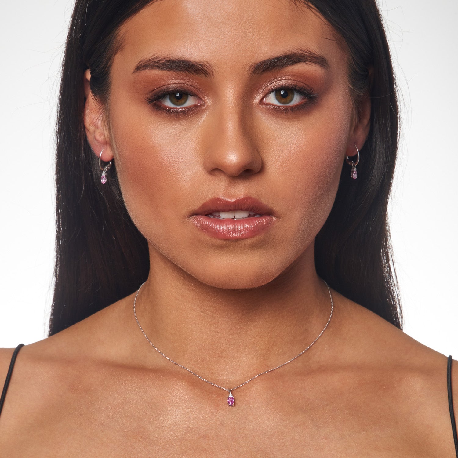 9CT EDITA PINK SAPPHIRE & DIAMOND NECKLACE