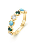 Ania Haie Gold Bezel Malachite and Lab Created Turquoise Ring