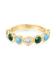 Ania Haie Gold Bezel Malachite and Lab Created Turquoise Ring