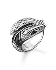 THOMAS SABO Snake Head ring with black stones