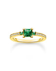 THOMAS SABO Ring with green and white stones gold