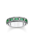 THOMAS SABO Ring Crocodile Shell with Stones Silver Blackened