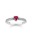 THOMAS SABO Solitaire Ring with Red Heart-Shaped Stone