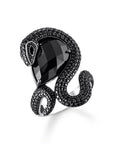 THOMAS SABO Snake ring with drop-shaped black zirconia