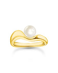 THOMAS SABO Wavy Ring with Freshwater Pearl in Gold