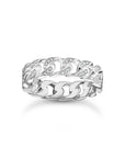 THOMAS SABO Slim ring with chain links and white stones