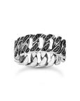 THOMAS SABO Wide ring with chain links and black stones