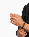 THOMAS SABO Wide ring with chain links and black stones