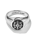 THOMAS SABO Signet Ring Compass Black Zirconia
