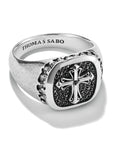 THOMAS SABO Signet Ring Cross Black Zirconia