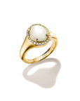 Halo ring with mother-of-pearl and zirconia