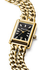 THOMAS SABO Ladies Rectangular Gold Watch with Black Dial