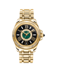 THOMAS SABO Mystic Island Watch with white stones and green malachite gold plated