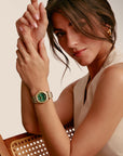 THOMAS SABO Ladies Green Malachite Divine Watch in Gold