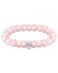 THOMAS SABO Charm bracelet with rose quartz beads oval