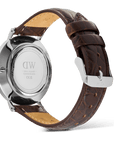 Daniel Wellington Classic Roman Numerals Date Dark Brown Croc Belly Silver