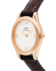 Daniel Wellington Ophelia Mini Dark Brown Lizard White Guilloché Rose Gold
