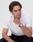 Daniel Wellington Classic Roman Numerals Date Black Croc Belly Silver