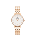 Daniel Wellington Petite 28 Bezel 5-Link White & Rose Gold Watch