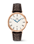 Daniel Wellington Classic Roman Numerals Date Dark Brown Croc Belly Rose Gold