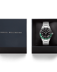 Daniel Wellington Iconic GMT Link Black Green Ceramic Bezel Silver
