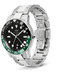 Daniel Wellington Iconic GMT Link Black Green Ceramic Bezel Silver