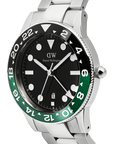 Daniel Wellington Iconic GMT Link Black Green Ceramic Bezel Silver
